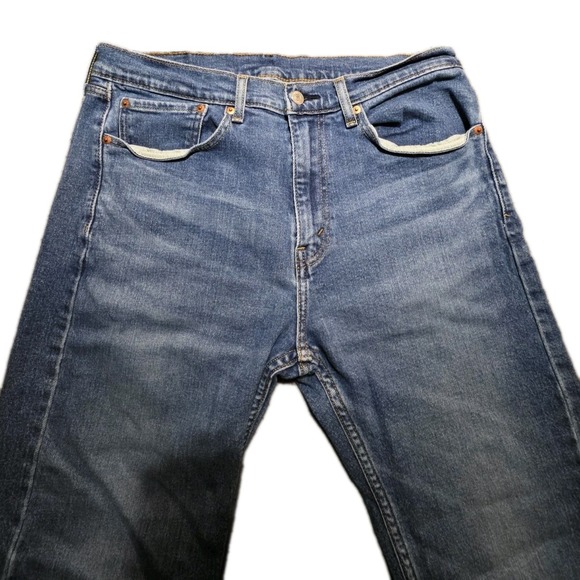 Levi's Blue Jeans Men's 34x30 505 Relaxed Fit Straight Leg Medium Wash Western - Picture 2 of 9